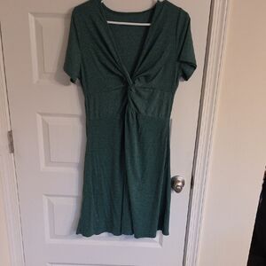 Elegant Green Knot-Front Dress
